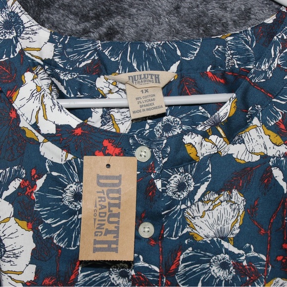 NWT Duluth Trading Co. Dark Teal Floral Tunic - Picture 3 of 7